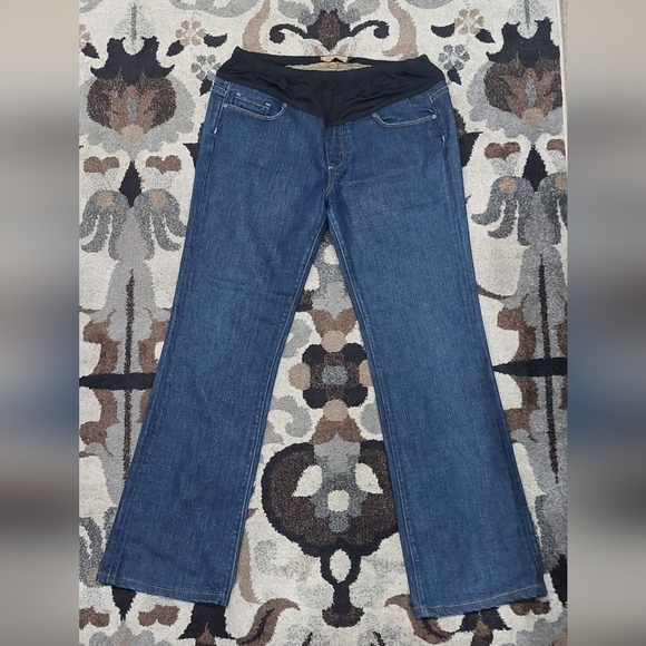 PAIGE PREMIUM DENIM Dark Wash Boot Cut Blue Denim Maternity Jeans Women's 31 - Picture 5 of 15